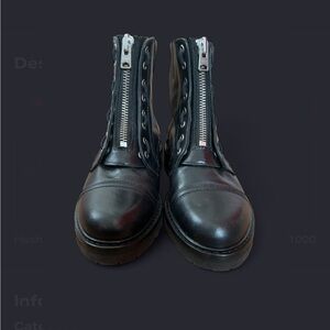 All Saints Black Leather Zipper Boots